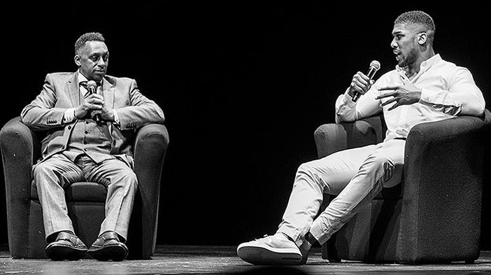 Anthony Joshua live on stage at The Lowry — a memorable evening made possible with support from A1 Sporting Speakers.